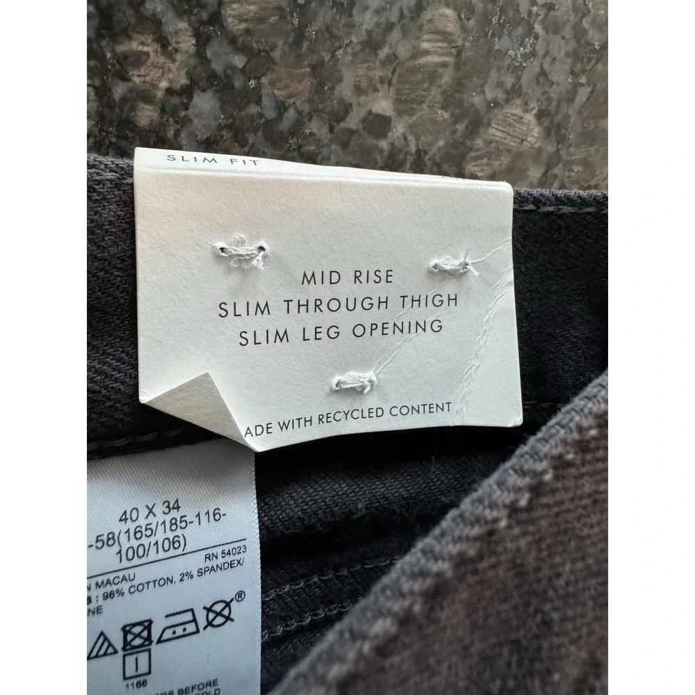 Banana Republic Loose Fit Jeans 40x34 Charcoal Black Wash Denim Plants NWT‎